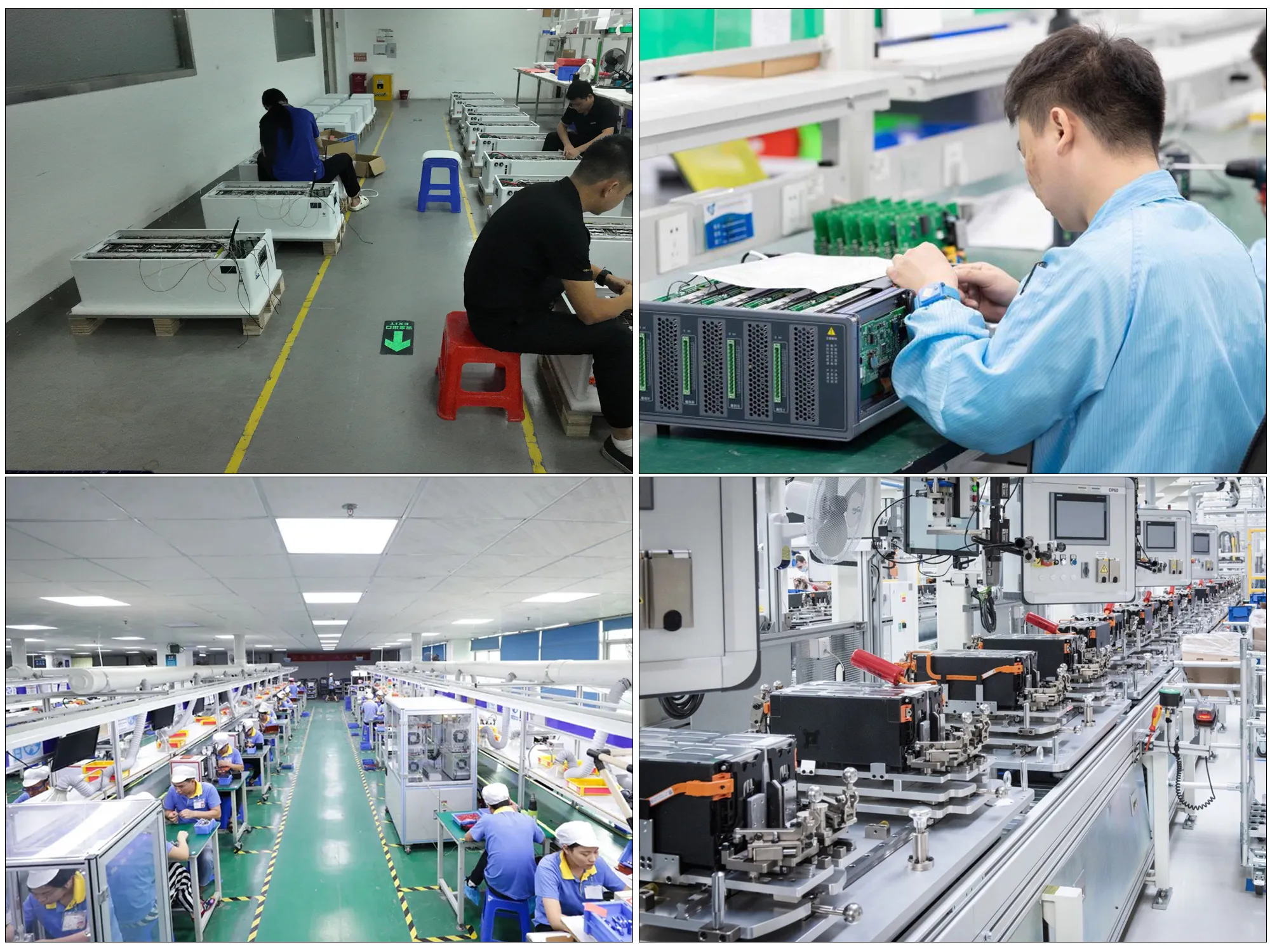 Production team manufacturing batteries