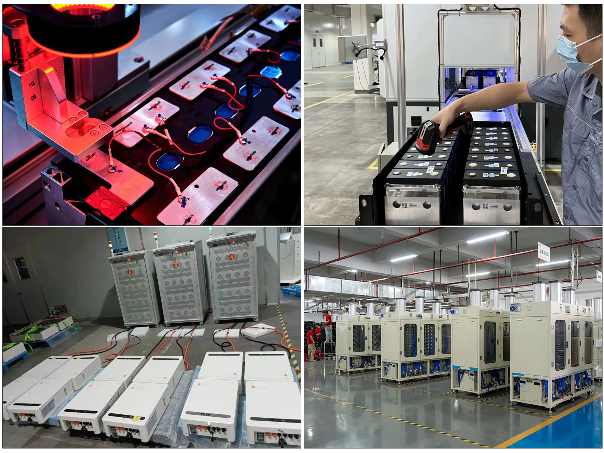 Quality control team testing batteries